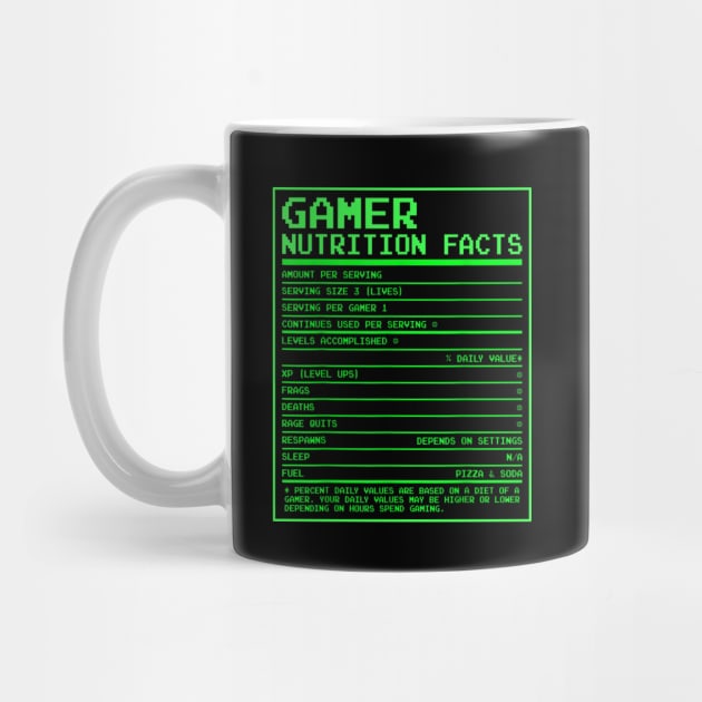 Gamer Nutritional Facts - Funny Gamer Video Game by ChrifBouglas